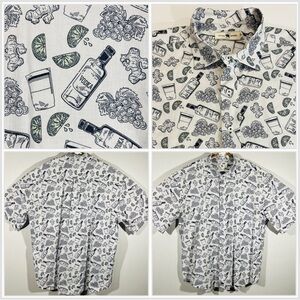 Onward Reserve Men’s Vodka Cocktail Bottles Glasses Limes Ginger Root Shirt 2XL